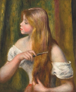 Jeune Fille se Peignant [La Toilette] [Young Girl Combing Her Hair – The Toilette] [1894] by Pierre Auguste Renoir [1841–1919]